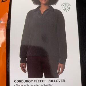 New Mondetta Women Corduroy Long Sleeve Fleece Pullover Black XXL